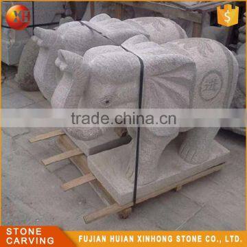 Small White Stone Granite Garden Outdoor Elephant Statue Carving photo-5