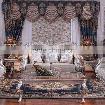 Graceful European Noble Living Room Furniture Genuine Leather Sofa Set photo-5