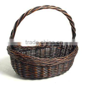 high handle wicker basket wholesale, oval willow basket with handle