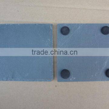 Irregular Leaf Shape Black Rough Edge Slate Coaster With photo-3