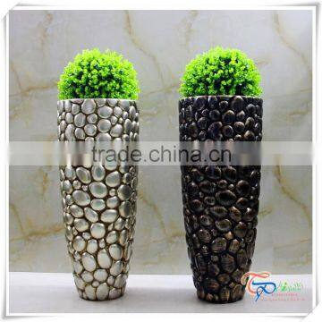 Black Resin Tall Pots Flower Planter photo-2