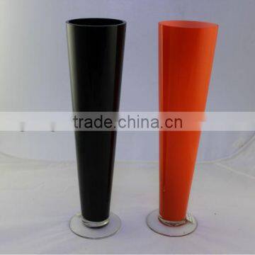 Plain Tall Cone Glass Vase,cheap Flower Decorative Tall Glass Vase,hand Made Tall Round Tapered Glass Vase for Home Decoration