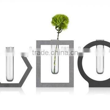 Home decor glass tube concrete or cement garden flower pot