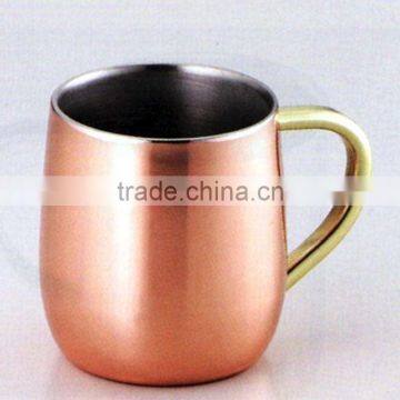 copper beer mug with brass handle