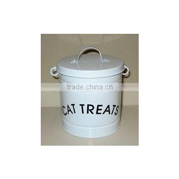 Portable Enamel Pet Food Container Zinc/Metal Storage Container/Cat/Dog Food Holder Cabinet_Various Capacity