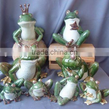 Porcelain frog, ceramic garden decoration, garden ornament