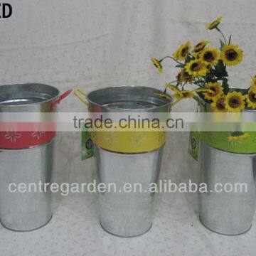 Galvanized zinc big flower vases with different color cut flower for sale