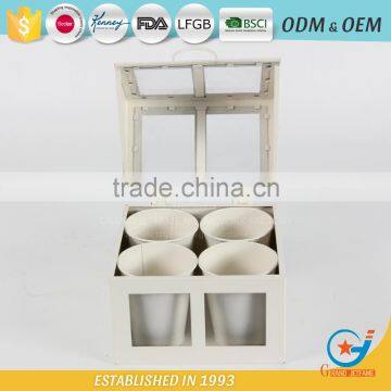 Set of 4 Unique Galvanized Iron Powder Coating Cheap Flower Little Plant Pots Small Garden Planters photo-3