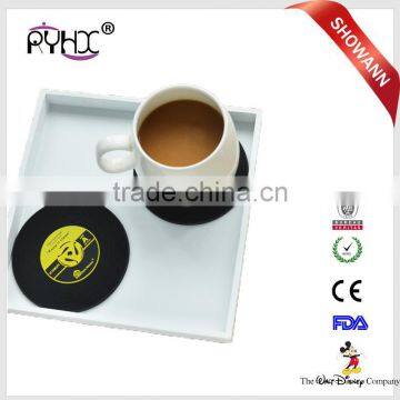 Hot selling round silicone coasters, cute button coasters, home table coffee drink cup mat