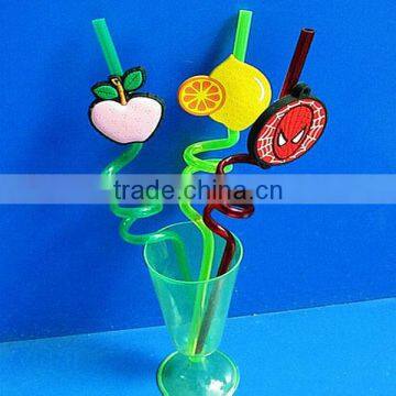 Animal design cocktail plastick pvc drinking straw