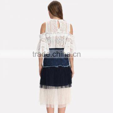 Domin Women Fashion Jean Denim Skirts With Mesh photo-5