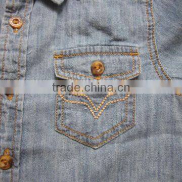 Kid's New Design Fashion Short Sleeve Denim Shirt Clothing Stocklots photo-2