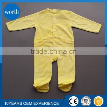 Warm and Soft Hand Feeling Velvet Long Sleeve Footed Romper for Baby photo-2