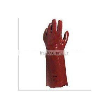 long sleeve red pvc safety gloves