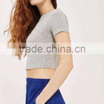 MGOO Custom Made Fashion-forward Cup Detail Short Sleeve Tank Tops Plain Fitness Stretch Cotton Crop Top photo-4