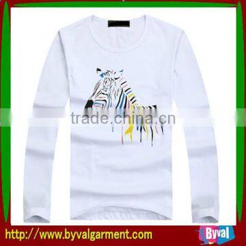 OEM Polyester/cotton silk screen printing long t shirts,white long sleeve tshirt