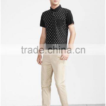 Black Polka Dot Printed Pocket Man's Polo t Shirt photo-2