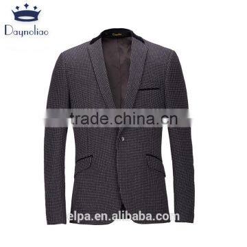 Men Blazer 2016 New Arrival One Button Blazer Men Casual Slim Fit Knitted Jacket Men Black Elbow Patches Suits Blazer photo-4