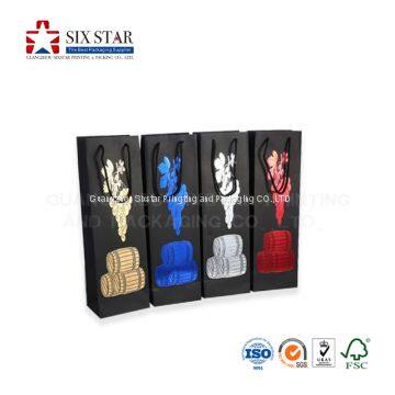 China Factory Customized Printed Black Wine Packaging Bags with Hot Foil