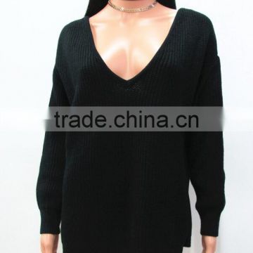 Runwaylover Ladies Deep V-Neck Sexy Knitted Pullover Sweaters