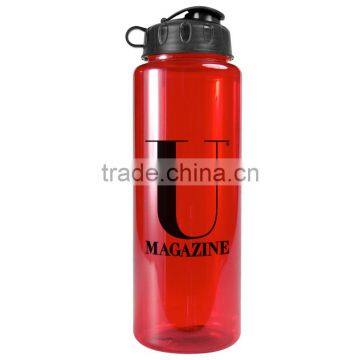 USA Made 32 oz Transparent Sports Bottle With Flip Top Lid - BPA/BPS-free, FDA compliant and comes with your logo