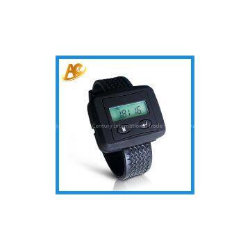 Fashionable fast-food restaurant waiter and waitress wrist pager