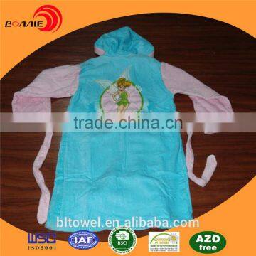 High quality pure blue cotton kids hotel bathrobe
