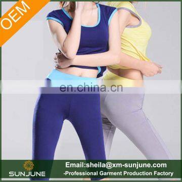 The New Fashion Plain Solid Color Fitness Yoga Short Sleeve Design Sweat Suits