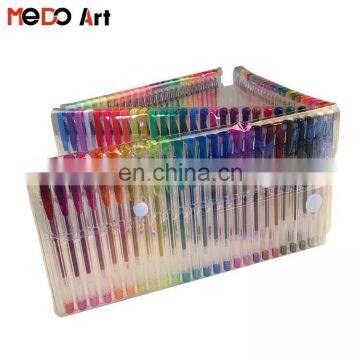 China Factory Colorful Art Gel Pens 100 Set Color with Four Folded PVC Bag Packing