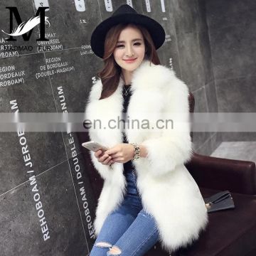 2016 New Fashion Wholesale Luxury Design Women's Winter Grey Fox Fur Coat