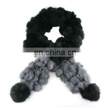 3179-BG# Black And Grey Rabbit Fur Scarf