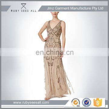woman wear luxurious open back mesh sequin fishtail haltermaxi dress evening dresses ladies long Beaded Surplice Evening Gown