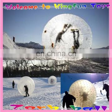 Snow zorb ball in winter