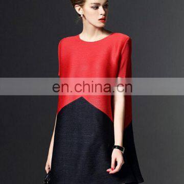 Beautiful Color Block Elegant Dress Pleated Dress 2017 Clothes Women photo-2