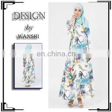 Custom fashion floral dress long sleeve muslim jubah new model abaya in dubai