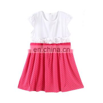 Polka Dotted Bow Applique Dress - Pink For Kids