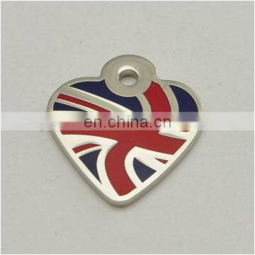 cheap heart shape stainless steel uk flag dog tag