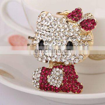 HOT PROMOTIONAL DECORATION CRYSTAL CARTOON RHINESTONE CAT KEYCHAIN