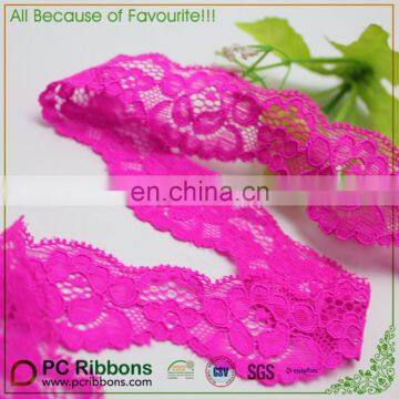 Good quality 3cm Fushsia elastic Lace