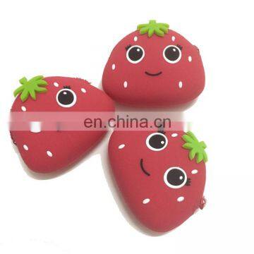 Custom Fruit Design Rubber Dropping Women Purse Novelty Promotional Coin Bag Zipper Ladies Silicone Coin Wallet photo-3