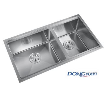 Guangdong Dongyuan Kitchenware 770×430×230mm POSCO SUS304 Stainless Steel Double bowl Handmade Workstations Kitchen Sink (DY-HA773L-774323-R10)