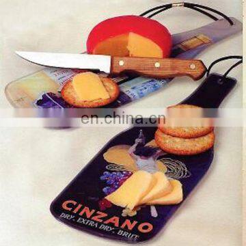 Wine Bottle Shaped Glass Cheese Board