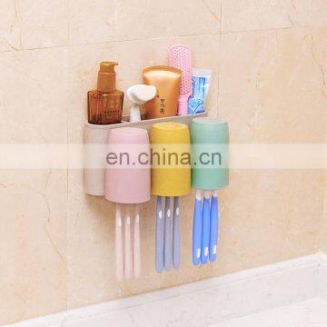 Suction Set Bathroom Plastic Toothpaste Cup Wall Mount Toothbrush Holder photo-2