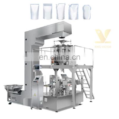 KV Rotary premade standup zipper bag pouch bag granular Nuts Grain packing packaging machine for food