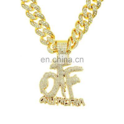 Custom Name HipHop Jewelry 26 Iced Out Diamond Cursive Baguette Letter Name Bling Pendant Necklace