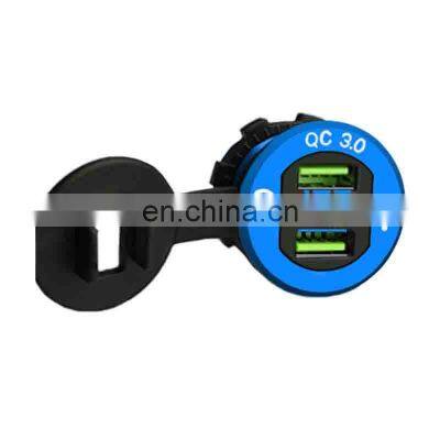 Car Charger Metal Modified Car USB Dual Port QC3.0 Fast Charge Mobile Phone Smart Charger With Voltage