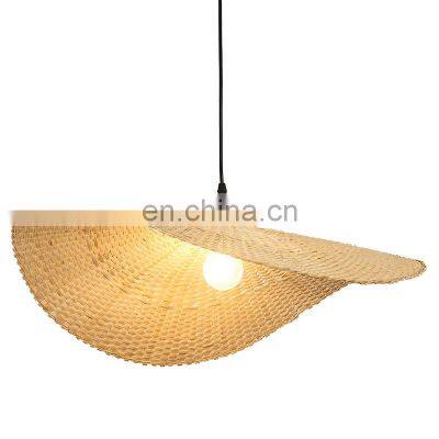 Modern Woven Bamboo Pendant Light Hand make Ceiling Hanging Lamp Creative Hat Lamps For Living Room Dinner Room Restaurant