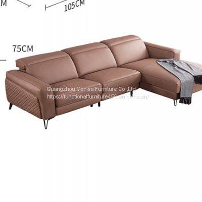 Italian Leather Sofa Space Capsule Electric Function Living Room Modern Minimalist Corner Combination Leather Sofa photo-3