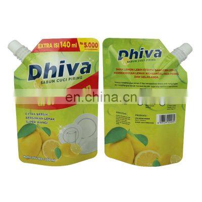 Laminated Liquid Doypack Stand up Dishwasher Detergent Spout Pouch Laundry Powder Fabric Cleaner Packaging Suction Nozzle Bag photo-3