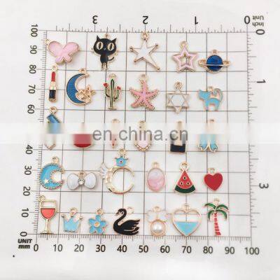 110pcs Assorted Plated Enamel Animal Plant Fruit Moon Star Random Charms Pendants for DIY Necklace Bracelet Jewelry Making photo-5